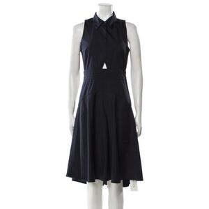 A.L.C. Navy Blue Cutout Button Up Midi Fit & Flare Dress Size 4